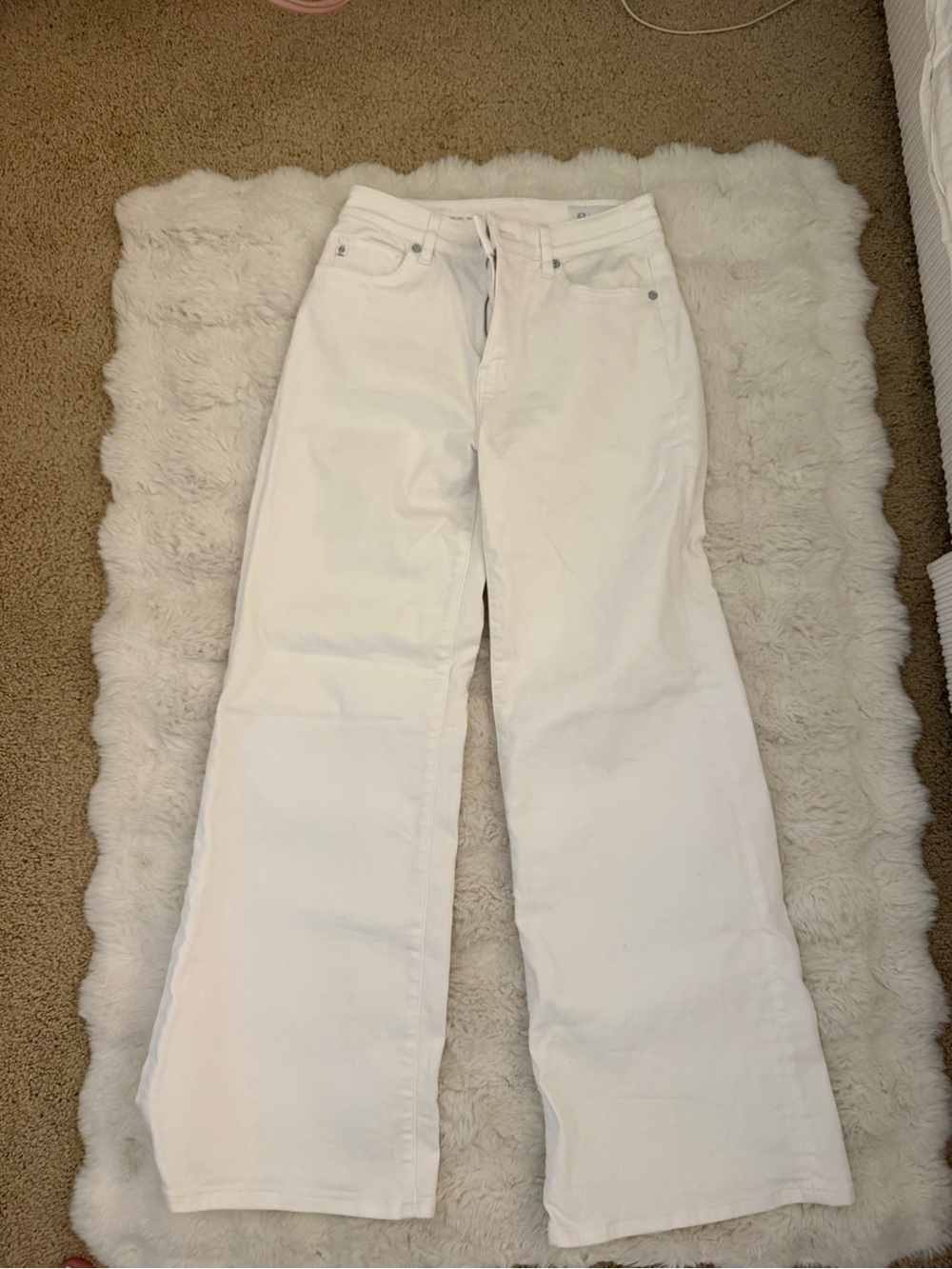 PAIGE White Wide Leg Mid-Rise Jeans anthro jean